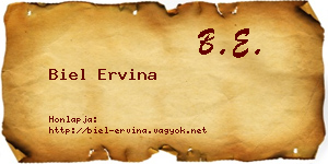 Biel Ervina névjegykártya